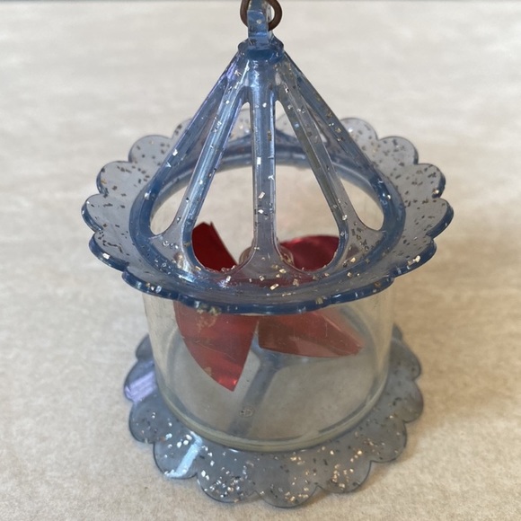 Vintage Twinklers Spinner Birdcage Rare Christmas Tree Ornament Blue Gray Silver - Picture 1 of 16